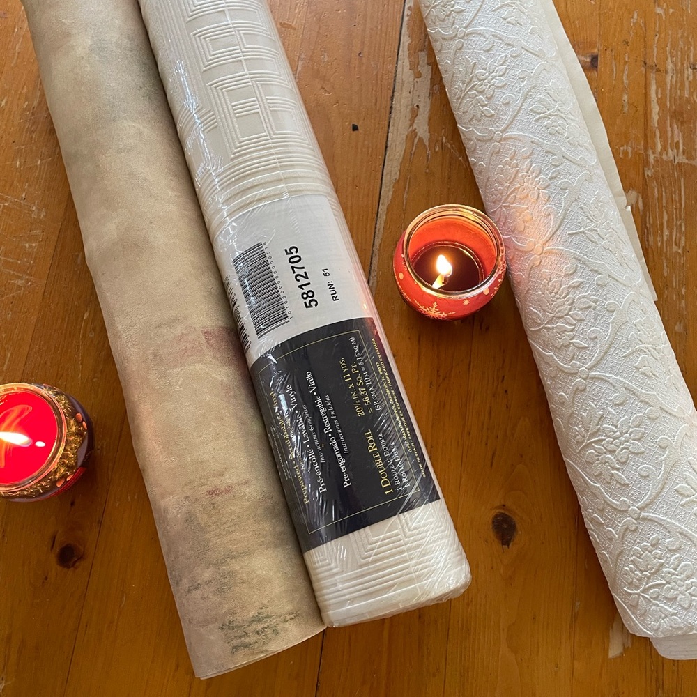3 large rolls of vintage wallpaper